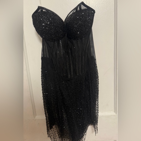 Fashion Nova Black Strapless Sequin Dress - Picture 3 of 4